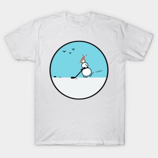 Frosty the Snowman playing Hockey T-Shirt